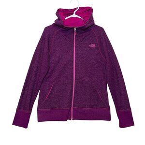 The North Face Jacket Hoodie women's Size Large magenta Full Zip Pockets Stretch